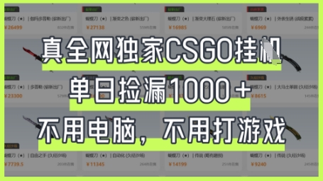 真全网独家CSGO挂G，单日捡漏1k+【揭秘】-轻创终点站